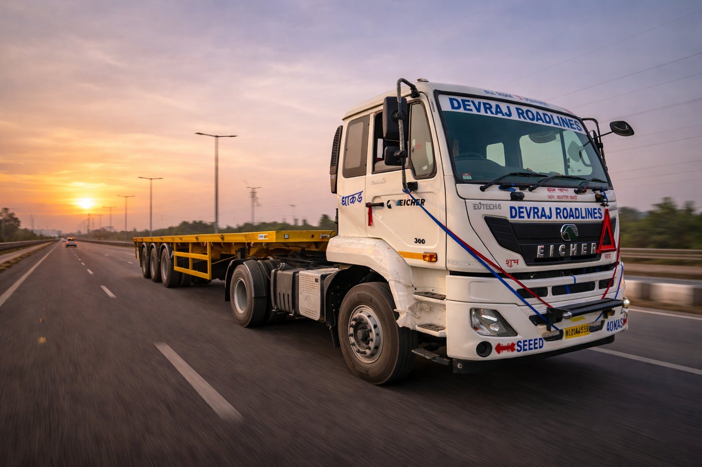 Devraj Roadlines truck on highway